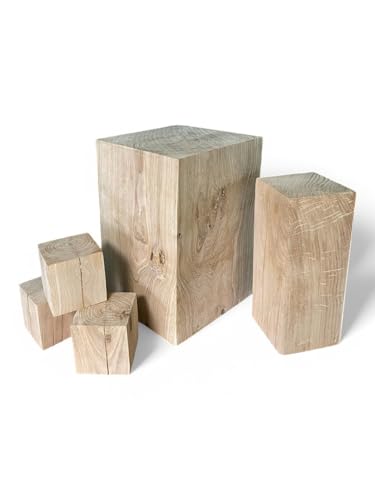 Holzblock, Blöcke aus massivem Eichenholz 20x20x...cm, Eichensäulen, Holzklotze, Hocker, Blumenständer, Holzdeko für Haus, Naturprodukt, rustikaler Stil, Handarbeit (20x20x35cm) von WestTree