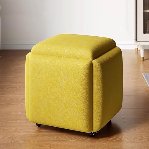 WestUx 5 in 1 Sitzwürfel,mit LenkrollenStapelbarer SofastuhlhockerNestbarer osmanischer Hocker Beweglicher Fußhocker für Wohnzimmer Schlafzimmer,B,45x45cm(18x18inch) von WestUx