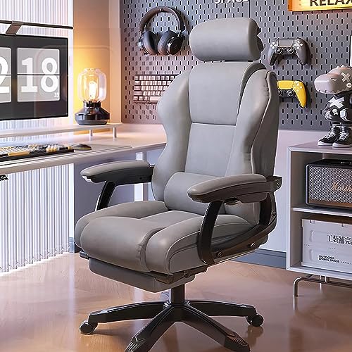 WestUx Ergonomischer Computerstuhl PU-Leder, Gaming Stuhl Racing Gamer Stuhl Rückenlehne einstellbar mit Armlehnen Fußstütze 360° drehbar 150 kg belastbarkeit,B von WestUx