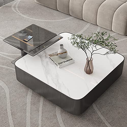 WestUx Moderner Kombination Couchtisch,Schiefer Wohnzimmertisch 2er Set Industrie-Design Minimalistisch Beistelltisch für Wohnzimmer,A,100CM von WestUx