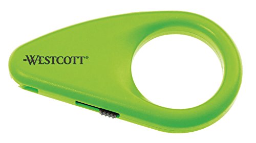 Westcott E-16473 00 Mini-Kartonöffner mit Keramikklinge Keramik-Sicherheitsklinge, mit integriertem Klingenschutz grün von Westcott
