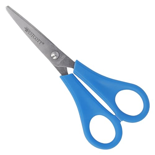 Westcott E-21595 00 Kinderschere mit Spitze für Rechtshänder, 13 cm, Maß 5 cm, blau von Westcott