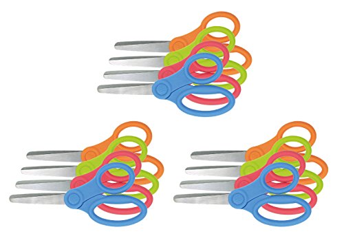 Westcott E-26007 00 Microban Schul-Schere, runde Spitze mit Kunststoff-Griff, 13 cm, 12 Stück, 4-farbig Westcott E-26007 00 Microban Schul-Schere, runde Spitze mit Kunststoff-Griff, 13 cm, 12 Stück, 4-farbig von Westcott