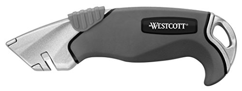 Westcott E-84023 00 Sicherheits-Cutter Aluminum Alloy mit Softgrip-Griff, Klingenbreite 18 mm, grau/schwarz von Westcott