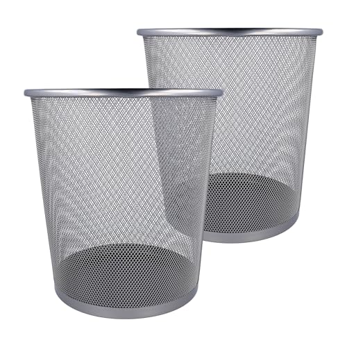Westcott Papierkorb Mesh Silber (2er-Set) | 2 x Mülleimer aus Drahtgeflecht mit 12,3 Liter Fassungsvermögen | Abfalleimer für Büro, Homeoffice oder Haushalt | E-744607 00 von Westcott