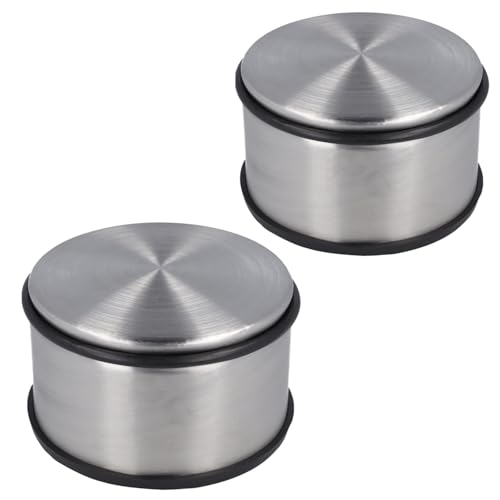 Westcott Türstopper aus Edelstahl (2er-Set) | 2 x Runder Türstopper mit 1,8kg Eigengewicht | Türschonender Gummiring | Extra rutschfeste Unterseite | ⌀ 11cm, Höhe 7cm | Stabil bei Durchzug | E-19006 0 von Westcott