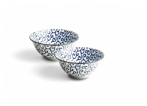 Japan-Bowls ASIATICA | Ramen Bowl Porzellan-Schalen 15 cm | Hochwertige asiatische Schüssel für Reis, Nudeln, Tapas, Udon, Müsli - Suppen-Schale mit japanischen Designs (2er Set Musubi) von Westcraft