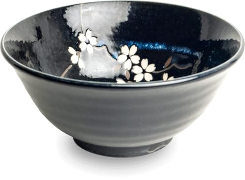 Japan-Bowls ASIATICA | Ramen Bowl Porzellan-Schalen 15 cm | Hochwertige asiatische Schüssel für Reis, Nudeln, Tapas, Udon, Müsli - Suppen-Schale mit japanischen Designs (Anemone Blau) von Westcraft