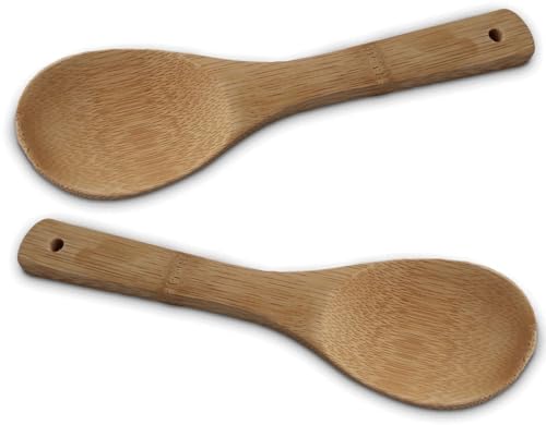 Rice Series ASIATICA | Bambus Reislöffel - Servierlöffel Set 20 cm | Asiatischer Kochlöffel, Holzlöffel für Reis, Wok, Küche, Kochen & Reiskocher | Nachhaltig, langlebig & pfannenschonend (2er Set) von Westcraft