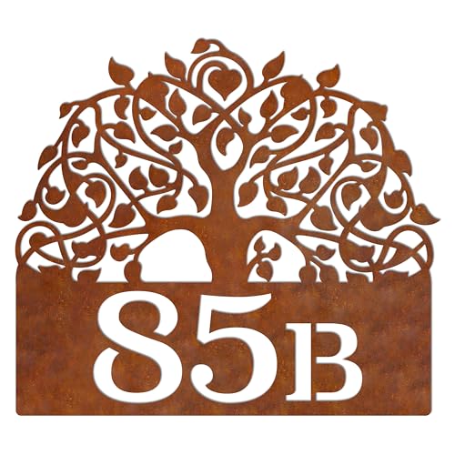 WesterWerk Baum des Lebens Hausnummernschild – Geschenk Umzug, Türschild personalisiert, Hausnummer anthrazit oder schwarz, Nachbarn Geschenk, Namensschild Briefkasten für Haustür oder Eingang von WesterWerk