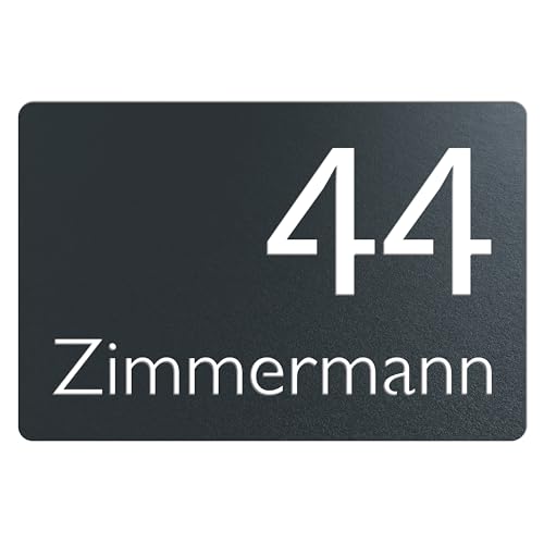 WesterWerk Briefkastenschild mit Hausnummer und Name – Türschild aus Edelstahl Personalisiert, robustes und witterungsbeständiges Namensschild für Eingang in Anthrazit oder Schwarz von WesterWerk