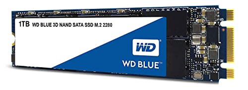 WD Blue SATA SSD M.2 2280 1 TB, 2,5 Zoll (interne SSD, hohe Zuverlässigkeit, Lesevorgänge bis zu 560 MB/s, Schreibvorgänge bis zu 530 MB/s, stoßsicher und WD F.I.T. Lab-zertifiziert) von Western Digital
