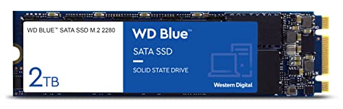 WD Blue SATA SSD M.2 2280 2 TB (interne SSD, hohe Zuverlässigkeit, Lesevorgänge bis zu 560 MB/s, stoßsicher und WD F.I.T. Lab-zertifiziert) von Western Digital