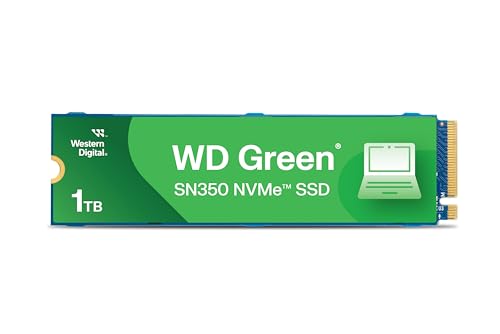 WD Green™ SN350 NVMe SSD Festplatte 1 TB, M.2 2280 (Schnelle NVMe™-Leistung von bis zu 2.400 MB/s, stoßsicher bei Erschütterungen und Stürzen, ideal für Computer mit einem NVMe™-Steckplatz) von Western Digital
