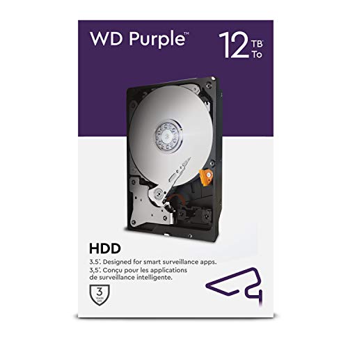 WD Purple 12 TB Überwachung 3.5" Interne Festplatte – AllFrame AI – 360 TB/Jahr, 256 MB Cache, 7.200 RPM Class von Western Digital