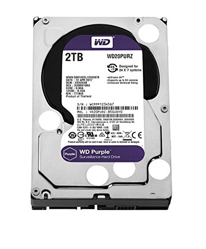 WD Purple 2 TB Festplatte für Videoüberwachung - Intellipower SATA 6 Gb/s 64MB Cache 3.5 Inch - WD20PURX von Western Digital