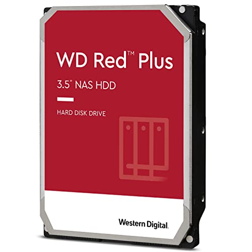 WD Red Plus interne Festplatte NAS 4 TB (3,5'', Workload-Rate 180 TB/Jahr, 5.400 U/min, 256 MB Cache, NASware-Firmware für Kompatibilität, 8 Bays) Rot von Western Digital