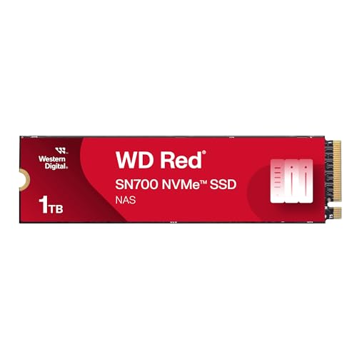 WD Red SN700 NVMe SSD 1 TB (SSD für NAS-Geräte, 24/7‐NAS‐Workloads, Dauerhaltbarkeit von bis zu 2.000 TBW, Kompatibilität mit vielen NAS-Systemen) von Western Digital