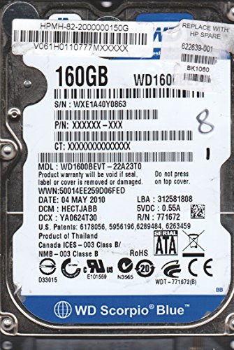 Western Digital WD1600BEVT-22A23T0, DCM HECTJABB, 160GB SATA 2.5 Festplatte von Western Digital