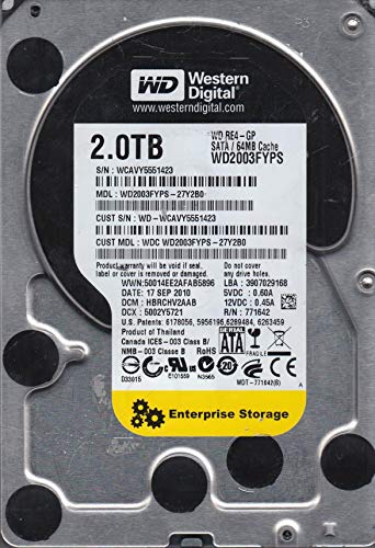 WD2003FYPS-27Y2B0, DCM HBRCHV2AAB, Western Digital 2TB SATA 3.5 Festplatte (Generalüberholt) von Western Digital