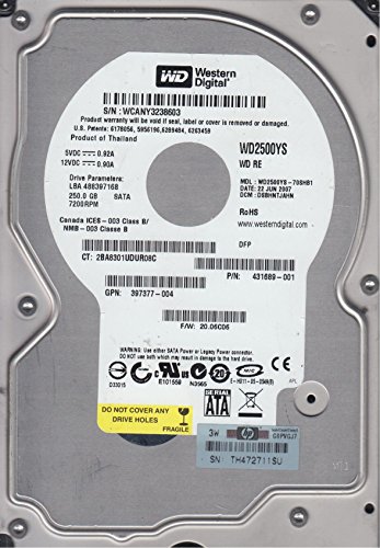 WD2500YS-70SHB1, DCM DSBHNTJAHN, Western Digital 250GB SATA 3.5 Festplatte von Western Digital