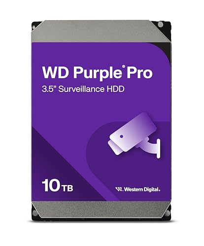 WD Purple Pro 10 TB Interne Festplatte 3,5 Zoll - OptiNAND, 550 TB/Jahr Workload-Rate, 256 MB Cache, 7.200 U/min, AllFrame KI-Technologie von Western Digital