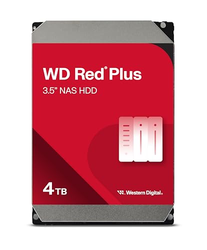 WD Red Plus 4TB NAS 3.5" Interne Festplatte - 5400 RPM Klasse, SATA 6 Gb/s, CMR, 256MB Cache von Western Digital