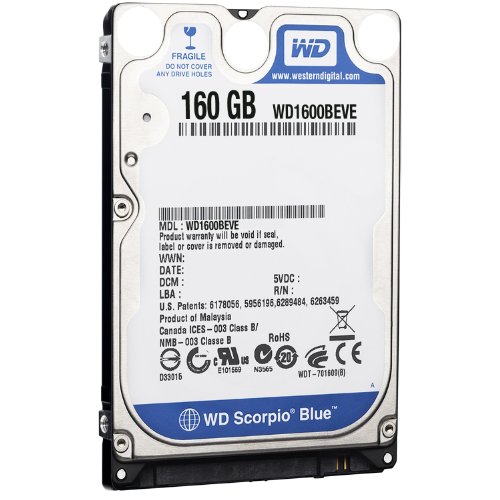 Western Digital WD1600BEVE Scorpio Blue 160GB interne Festplatte (6,4 cm (2,5 Zoll), 5400rpm, 8MB Cache, E-IDE) von Western Digital