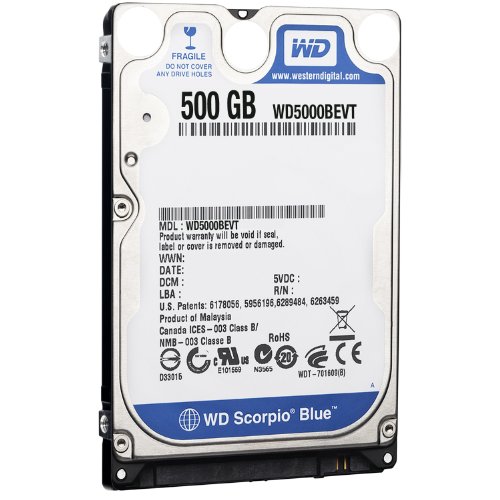 Western Digital WD5000BEVT Scorpio Blue 500GB interne Festplatte (6,4 cm (2,5 Zoll), 5400rpm, 8MB Cache, SATA) Bulk von Western Digital
