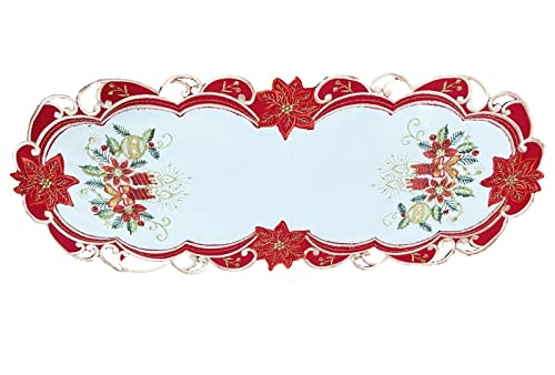 Tischläufer Tischdecke Mitteldecke Tischband Weihnachtsdecke Weihnachten gestickt Kerzen rot Weiss (22x55) von Westernlifestyle