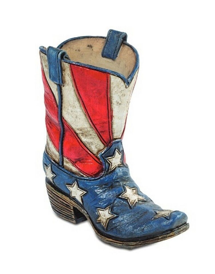 Westernlifestyle Dekofigur Flagge USA Cowboystiefel Stifteköcher Deko-Behälter Stiftehalter Vas von Westernlifestyle