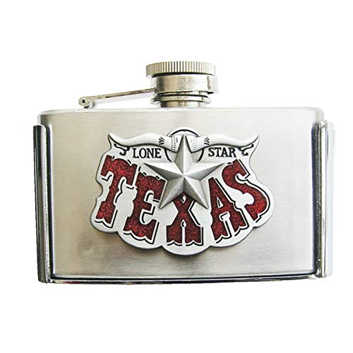 Westernlifestyle Gürtelschnalle Buckle Gürtelschliesse m. Taschenflasche Flachmann Texas Longhorn von Westernlifestyle