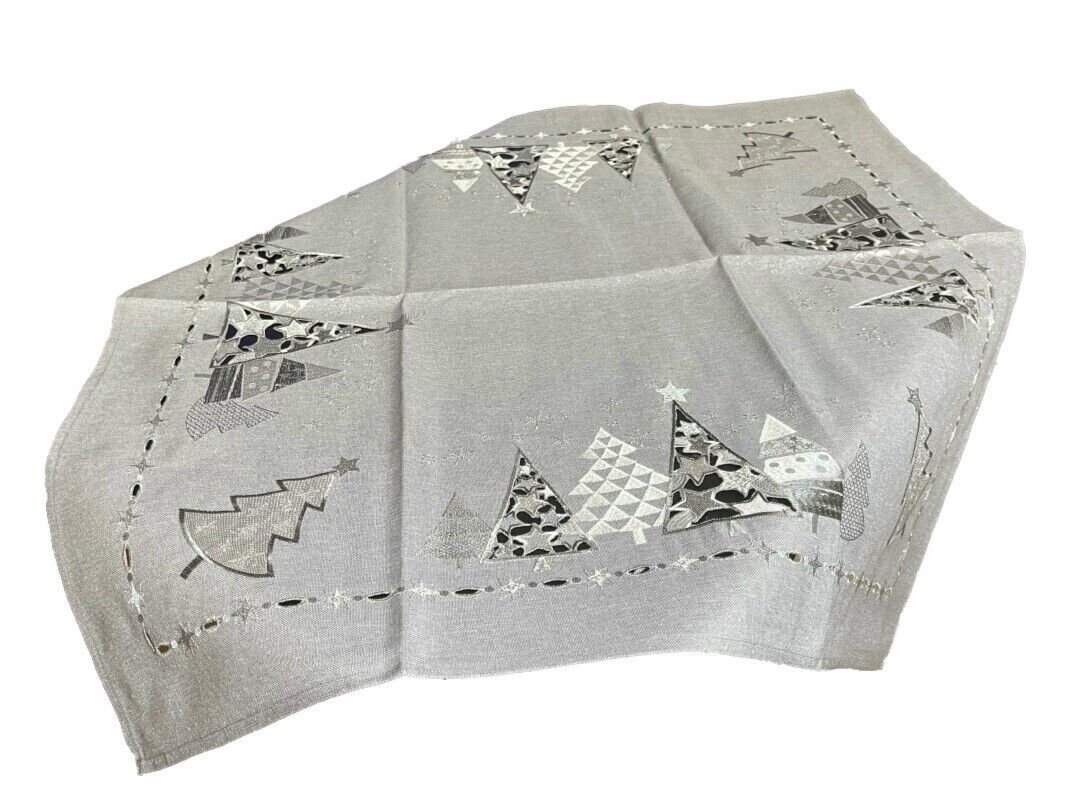 Westernlifestyle Mitteldecke Graue Weihnachtsdecke mit Glitzereffekt von Westernlifestyle