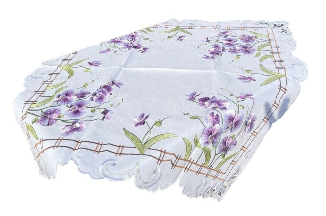 Westernlifestyle Mitteldecke Tischdecke bestickt mit Orchideen von Westernlifestyle