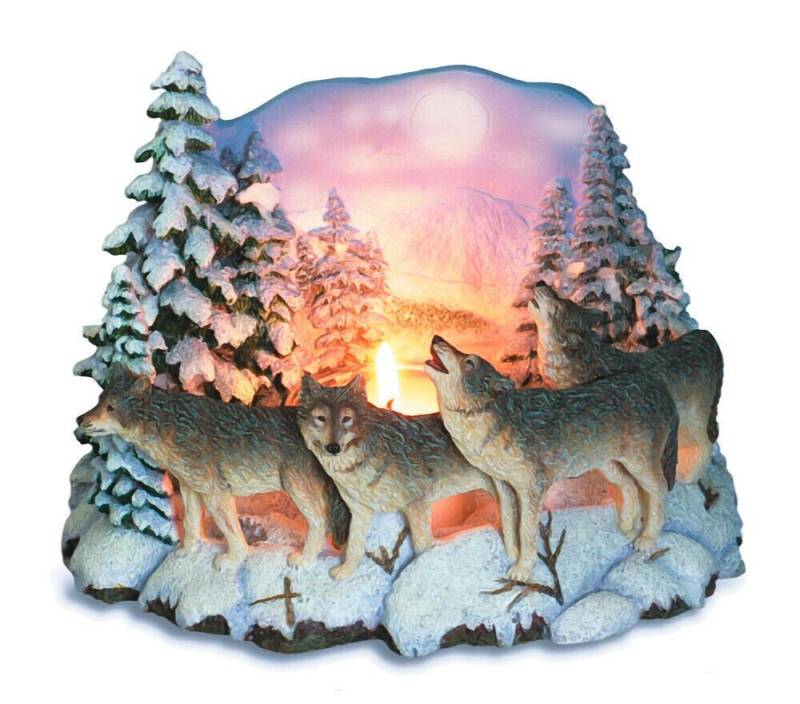 Westernlifestyle Teelichthalter Wolfsrudel im Schnee – Stimmungsvolle Wildnis-Dekoration Wolf von Westernlifestyle