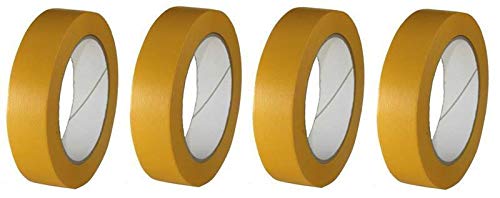Westerwald-Shop 4 Rollen Maler Goldband Finelinetape Malerkrepp Abdeckband Washi Lack (4 Rollen 25mm x 50m) von Westerwald-Shop