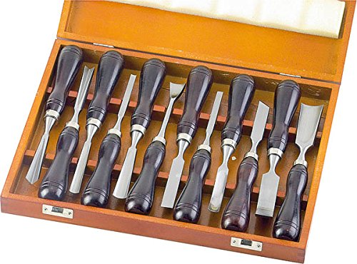 Bildhauer Beitel Satz 12-teilig Holzschnitzerei Set mit Holzkiste 220 mm von Westfalia Automotive