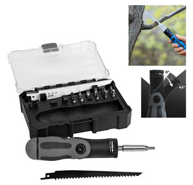 Westfalia Multitool Multitool 2in1 - Bit-Schraubendreher Set und Hand-Stichsäge in einem von Westfalia