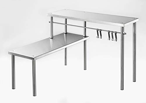 Westfalia XXL Eck-Küchenregal mit Reling + 5 Haken, Edelstahl von Westfalia