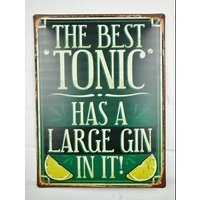 Großes Gin & Tonic Sign Metallschild Perfekt Für Bar Oder Mann Höhle von WestfieldFarmShop