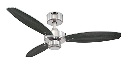 72289 Jet I, moderner 105 cm Deckenventilator von Westinghouse Lighting, Ausführung in gebürstetem Nickel 72289 Jet I, moderner 105 cm Deckenventilator von Westinghouse Lighting, Ausführung in gebürstetem Nickel von Westinghouse