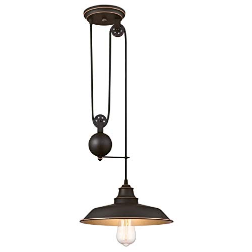 Westinghouse Lighting 63632 Einflammige Pendelleuchte für den Innenbereich, Ausführung in geölter Bronze mit Akzenten, Geölte Bronze, Pendelleuchte mit 1 Lampe von Westinghouse Lighting