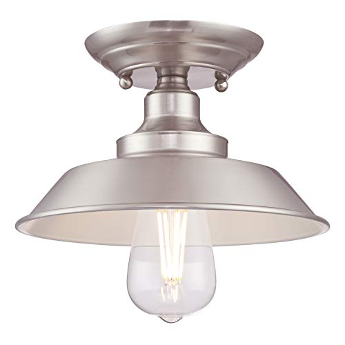 63700 Einflammige Leuchte Iron Hill, 22 cm, zur Deckenmontage von Westinghouse Lighting für Innenbereiche, Ausführung in gebürstetem Nickel von Westinghouse Lighting