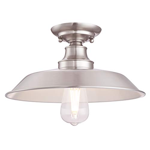 63702 Einflammige Leuchte Iron Hill, 30 cm, zur Deckenmontage von Westinghouse Lighting für Innenbereiche, Ausführung in gebürstetem Nickel, Gebürstetes Nickel, 6370240 63702 Einflammige Leuchte Iron Hill, 30 cm, zur Deckenmontage von Westinghouse Lighting für Innenbereiche, Ausführung in gebürstetem Nickel, Gebürstetes Nickel, 6370240 von Westinghouse