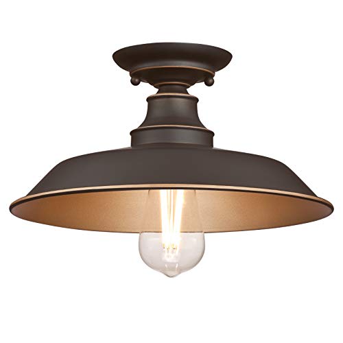 6370340 Einflammige Leuchte Iron Hill, 30 cm, zur Deckenmontage von Westinghouse Lighting für Innenbereiche, Ausführung in geölter Bronze mit Akzenten, Geölte Bronze von Westinghouse Lighting