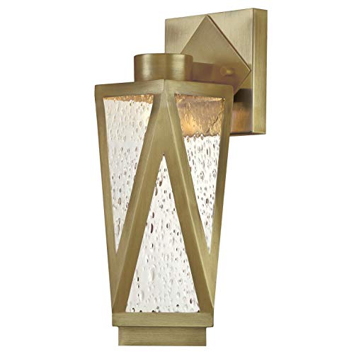 63746 Einflammige dimmbare LED-Wandleuchte Zion von Westinghouse Lighting für Außenbereiche, Ausführung in Messing antik mit klarem Antikglas von Westinghouse Lighting