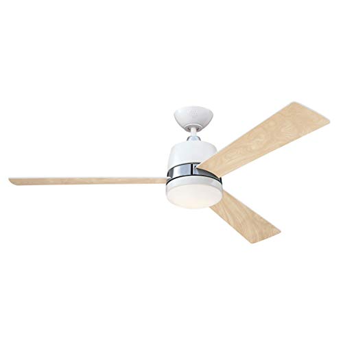 73038 Tristan, moderner 132 cm DV/Beleuchtung und Fernbedienung von Westinghouse Lighting, Ausführung in Weiß mit Akzenten gebürstetes Nickel, Opalmilchglas 73038 Tristan, moderner 132 cm DV/Beleuchtung und Fernbedienung von Westinghouse Lighting, Ausführung in Weiß mit Akzenten gebürstetes Nickel, Opalmilchglas von Westinghouse