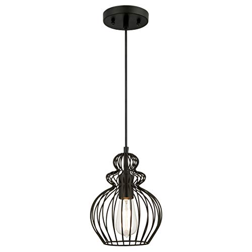 Westinghouse Lighting 61034 Pendelleucht mit 1 Lampe, Ausführung Matt Schwarz mit käfigförmigen Lampenschirm, Matte Black, 19.8 x 19.8 x 155.27 cm von Westinghouse Lighting