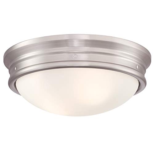 Westinghouse Lighting 63707 Zweiflammige Deckenleuchte Sophia, 33 cm, von Westinghouse Lighting für Innenbereiche, Ausführung in gebürstetem Nickel mit Opalmilchglas von Westinghouse Lighting