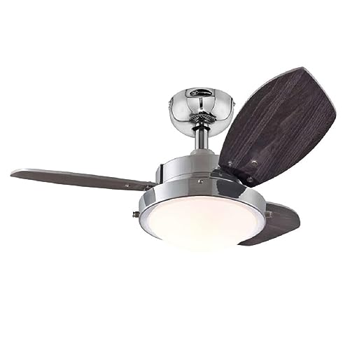 Westinghouse Lighting 76 cm Deckenventilator Wengue 78762 mit Einzelleuchte und drei Flügeln, Ausführung in Chrom mit Opalmilchglas von Westinghouse Lighting